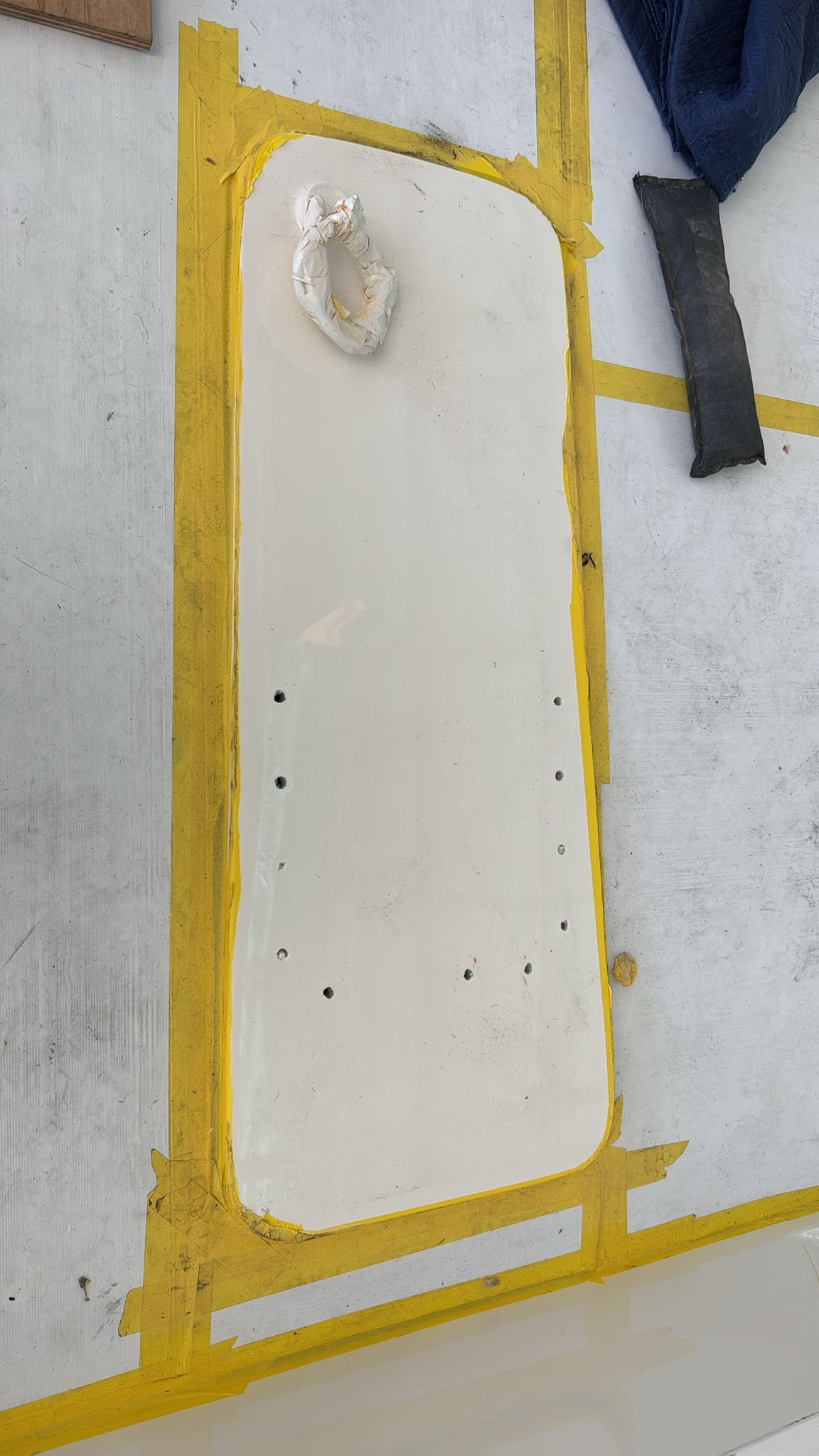 Deck footprint masked and prepared for the crane to land