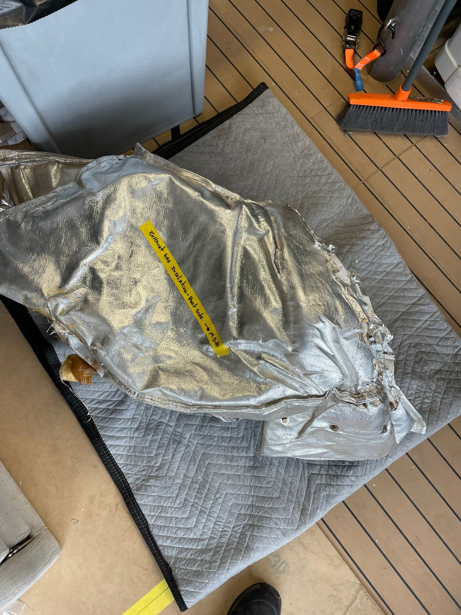 Exhaust lagging blankets stripped, tagged and set aside for the rebuild