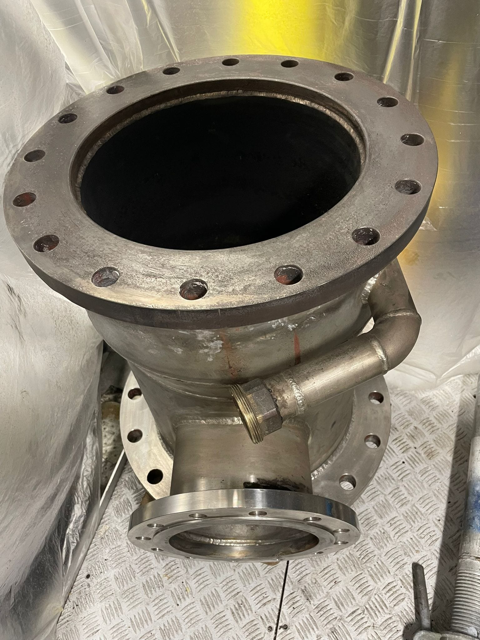 Stainless exhaust section cleaned up ready for the port side reinstall