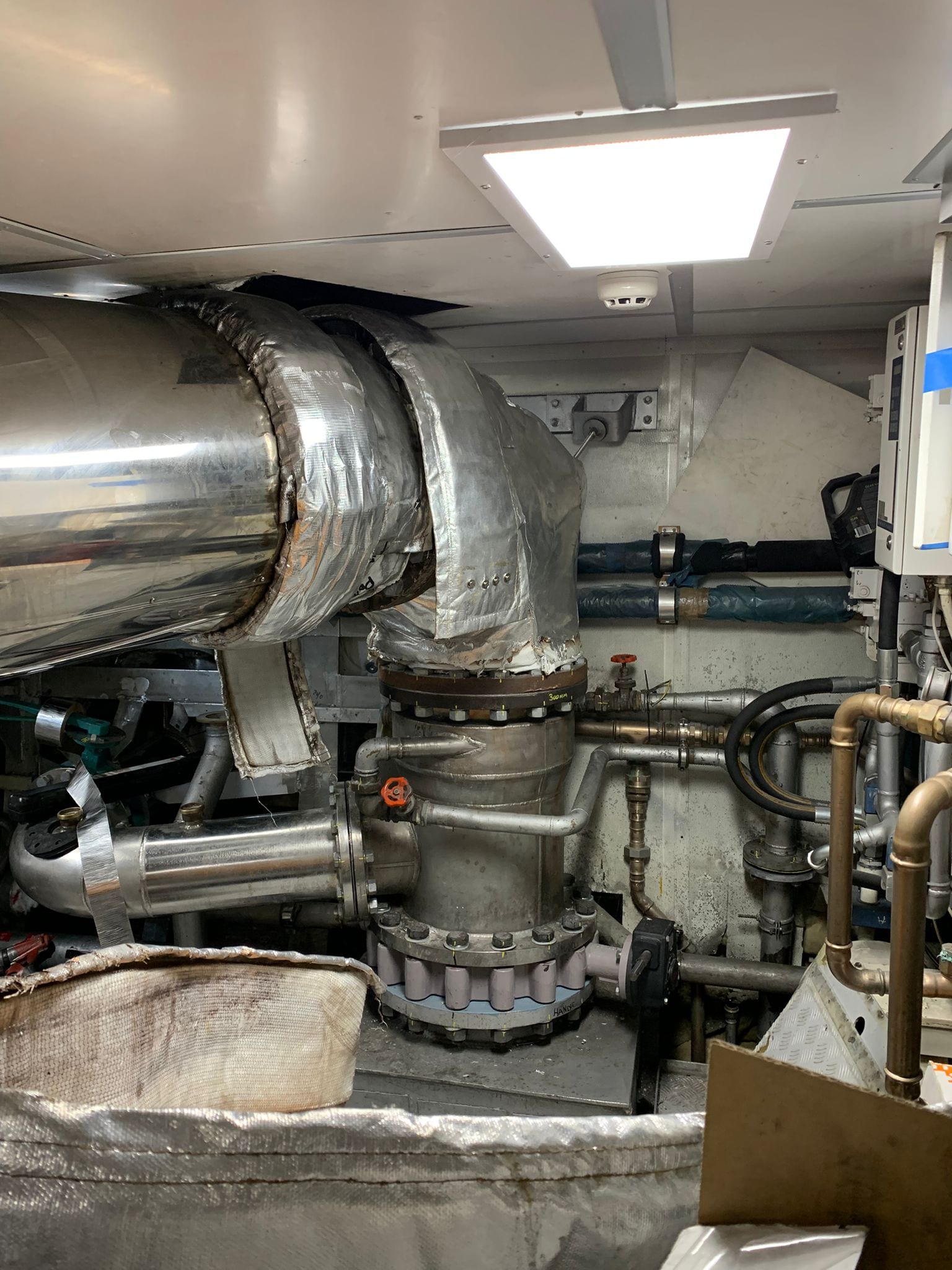 Starboard system reassembled with new valve, gaskets and cooling pipework