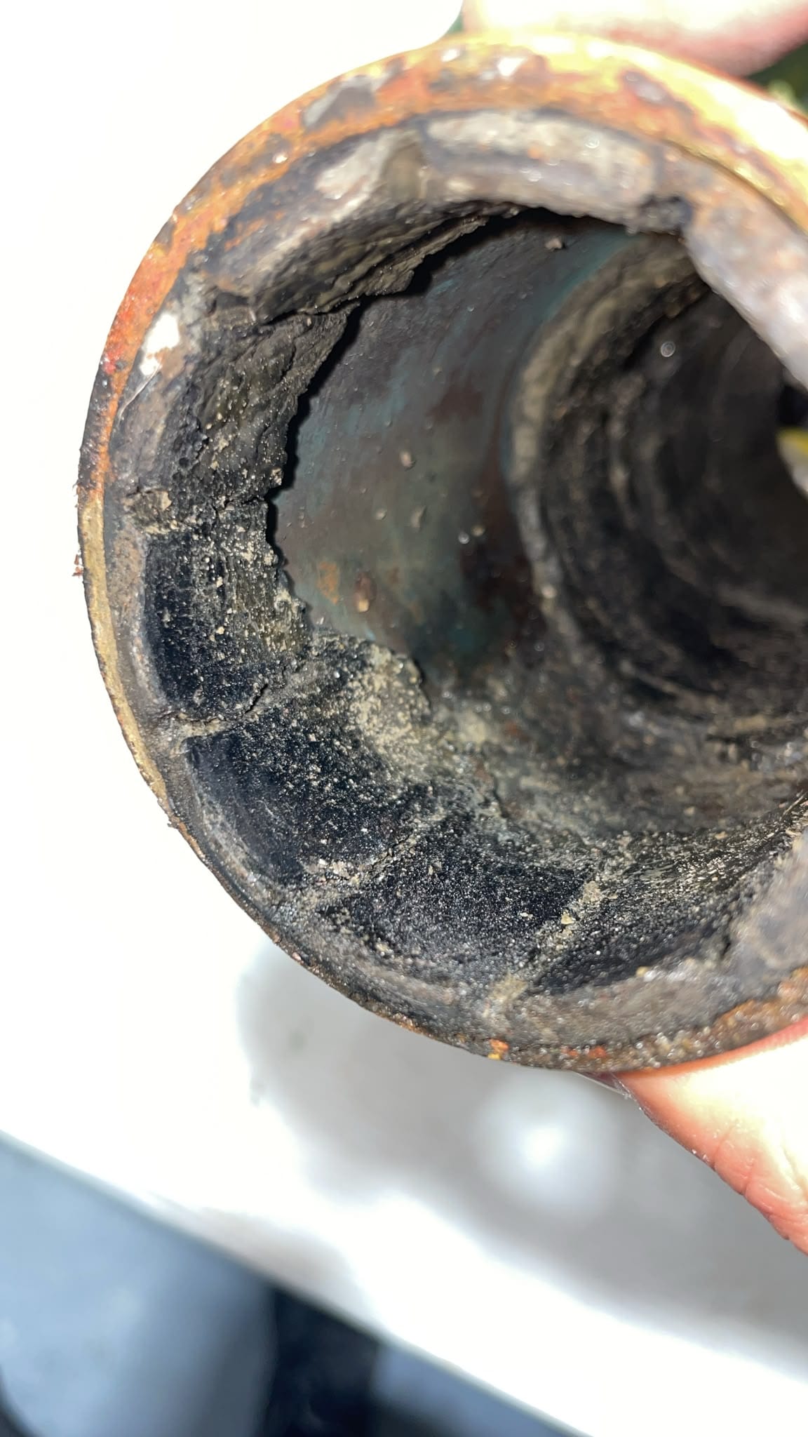 Forward starboard cutlass bearing out of its housing, the rubber cracked and lifting from the shell