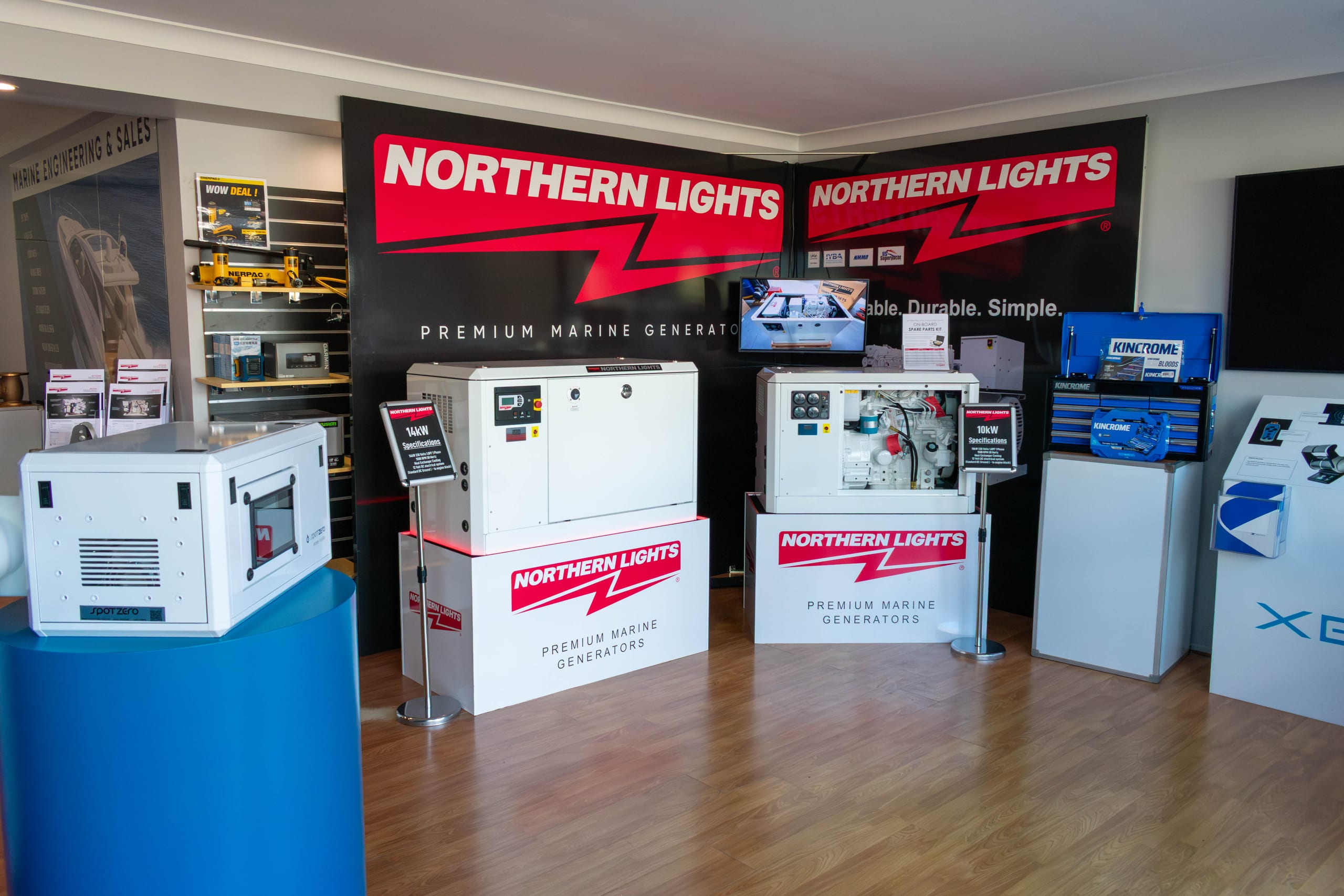 Northern Lights generators and Spot Zero systems on display in the Marine Solutions Australia showroom