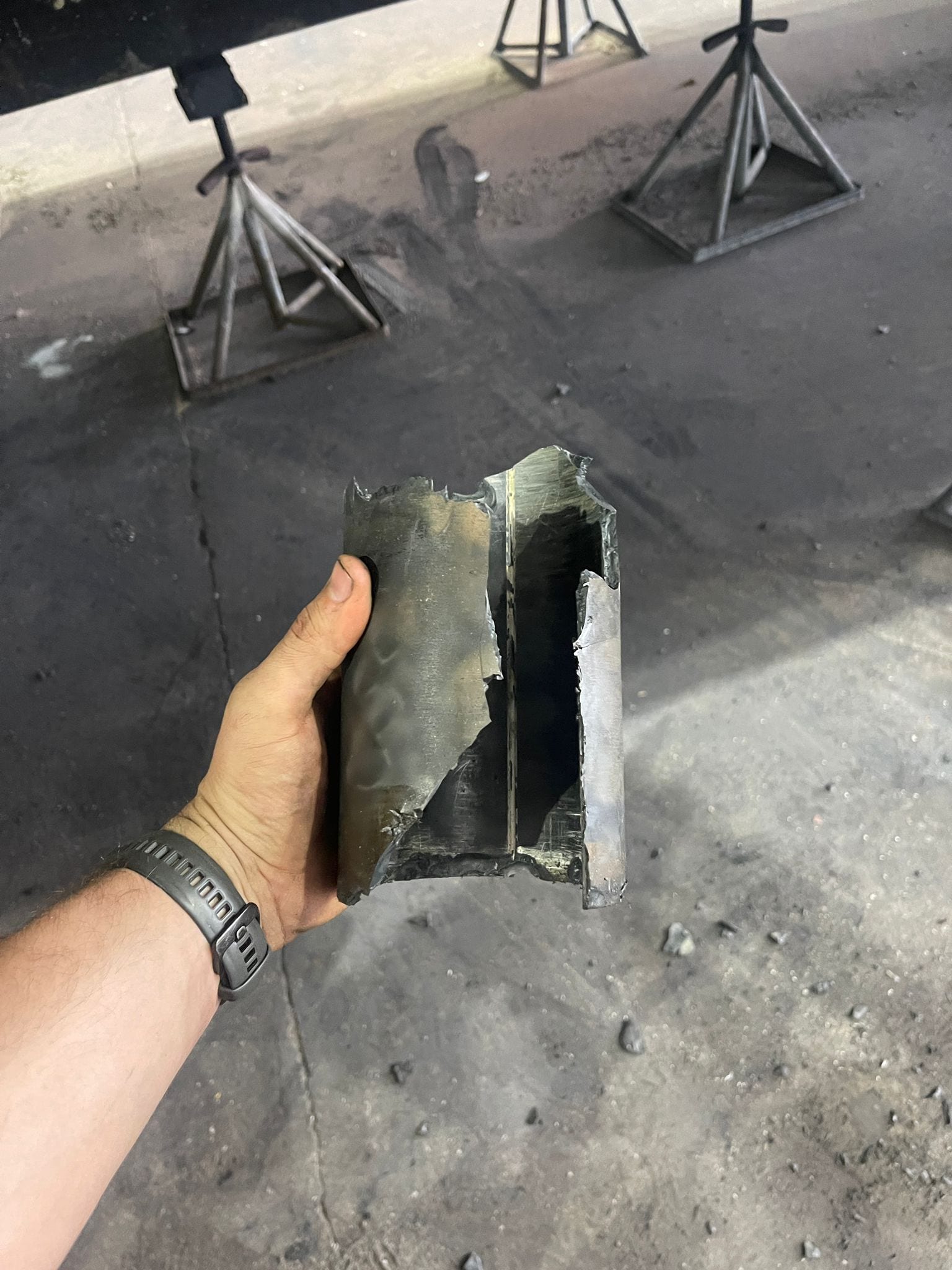 The old sleeve bearing out in pieces, shattered like ceramic rather than deforming