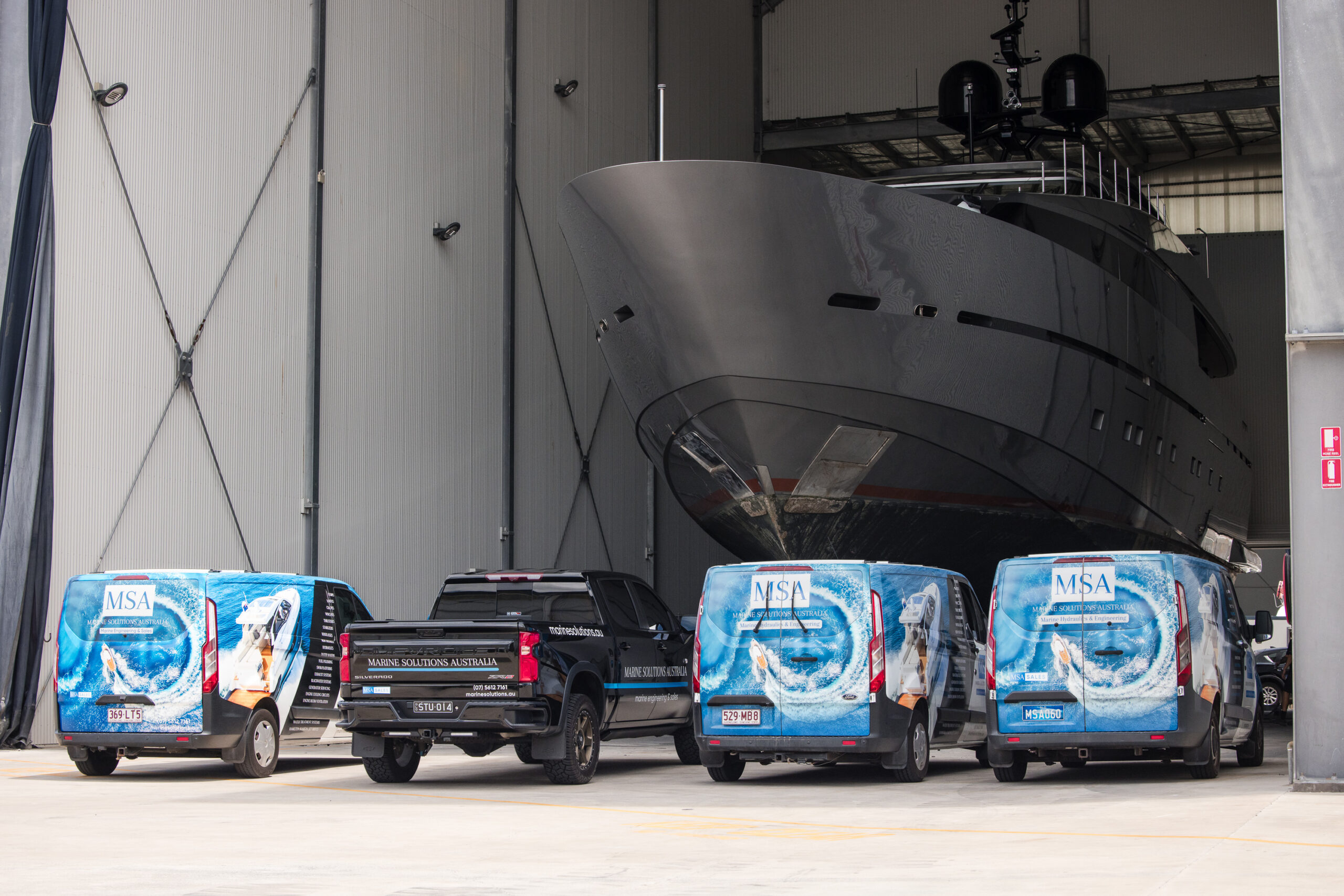 Marine Solutions Australia engineers servicing a superyacht