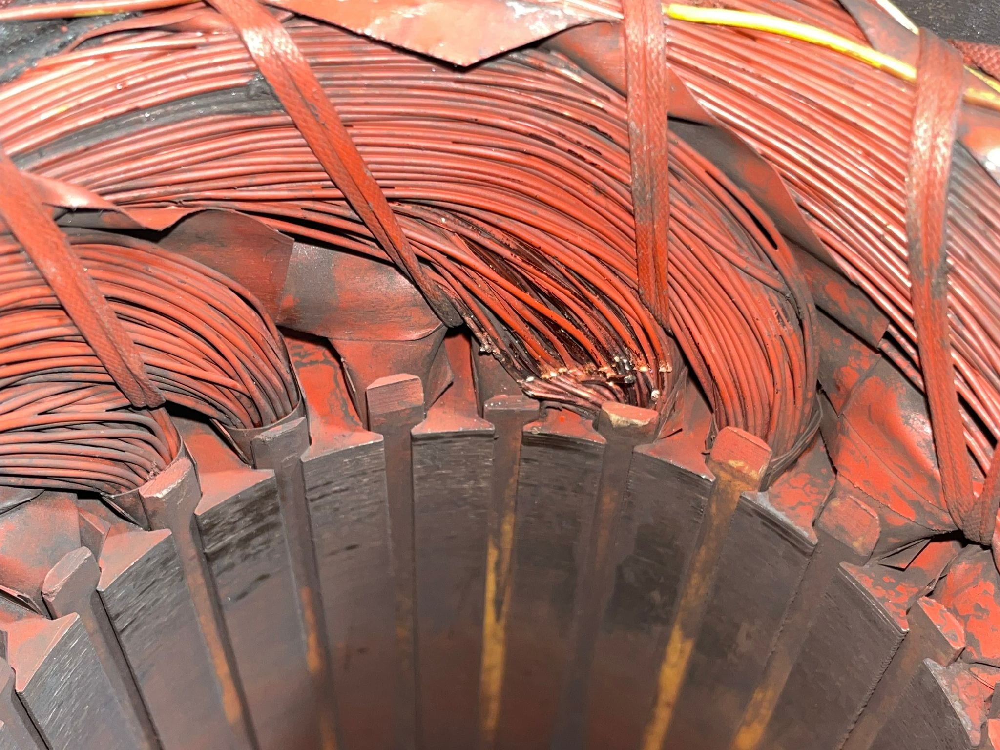 Cut winding strands on one phase put the motor beyond economic repair