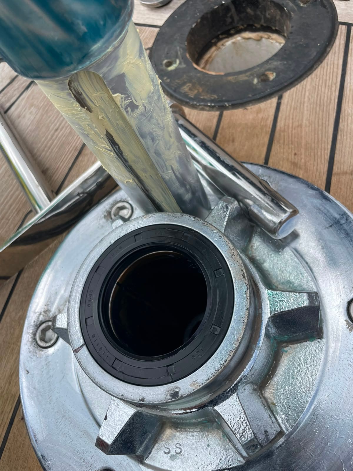 New lip seal fitted at the top of the chain pipe